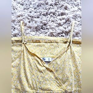 Hollister Brand, Yellow Cotton Dress, Floral, Mini, Size Medium-fits Small